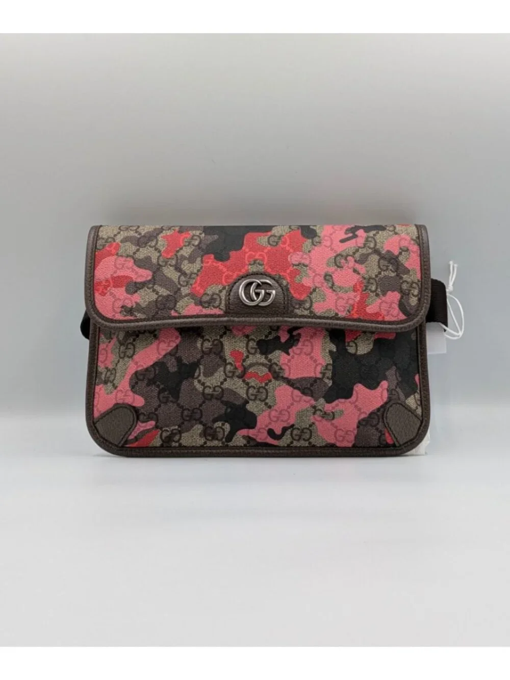 Gucci Marbled GG Monogram Camouflage Small Belt/Crossbody Bag Red Pink Brown 80c